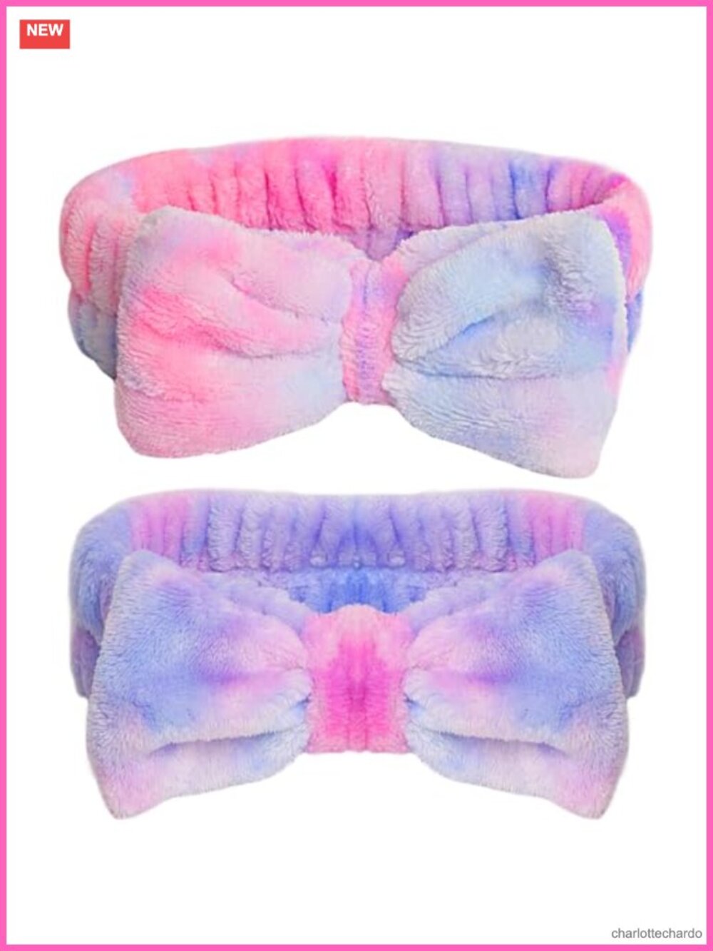 Spa Headband for Washing Face, Makeup & Skincare, 2 Pack Microfiber Bow